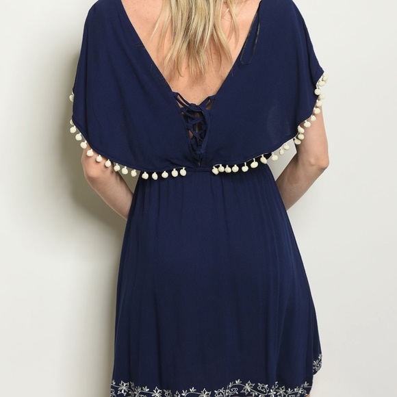 CLEARANCE ‼️NAVY Embroidery IVORY - Dress - Picture 3 of 3